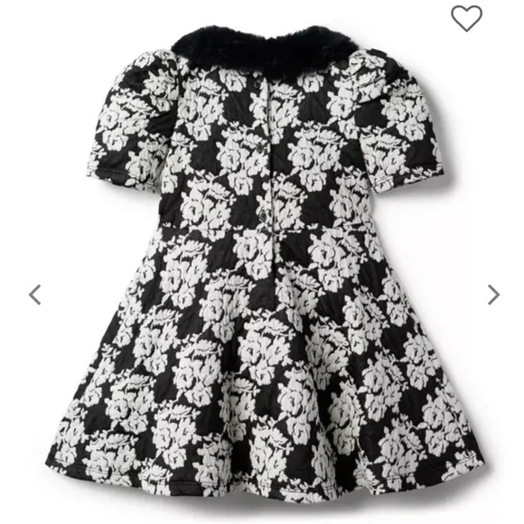 Janie and Jack 6-12 Month Jacquard Fur Neck Dress EUC